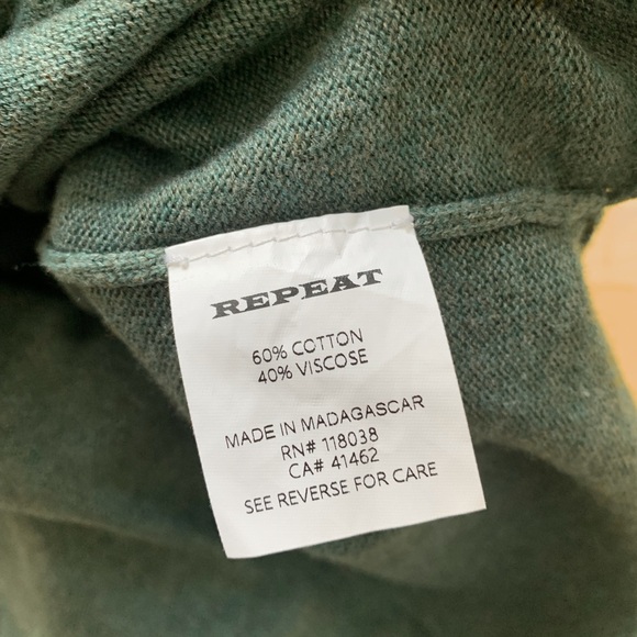 REPEAT High Neck Green Sweater w/Puffy Sleeves - Picture 7 of 7